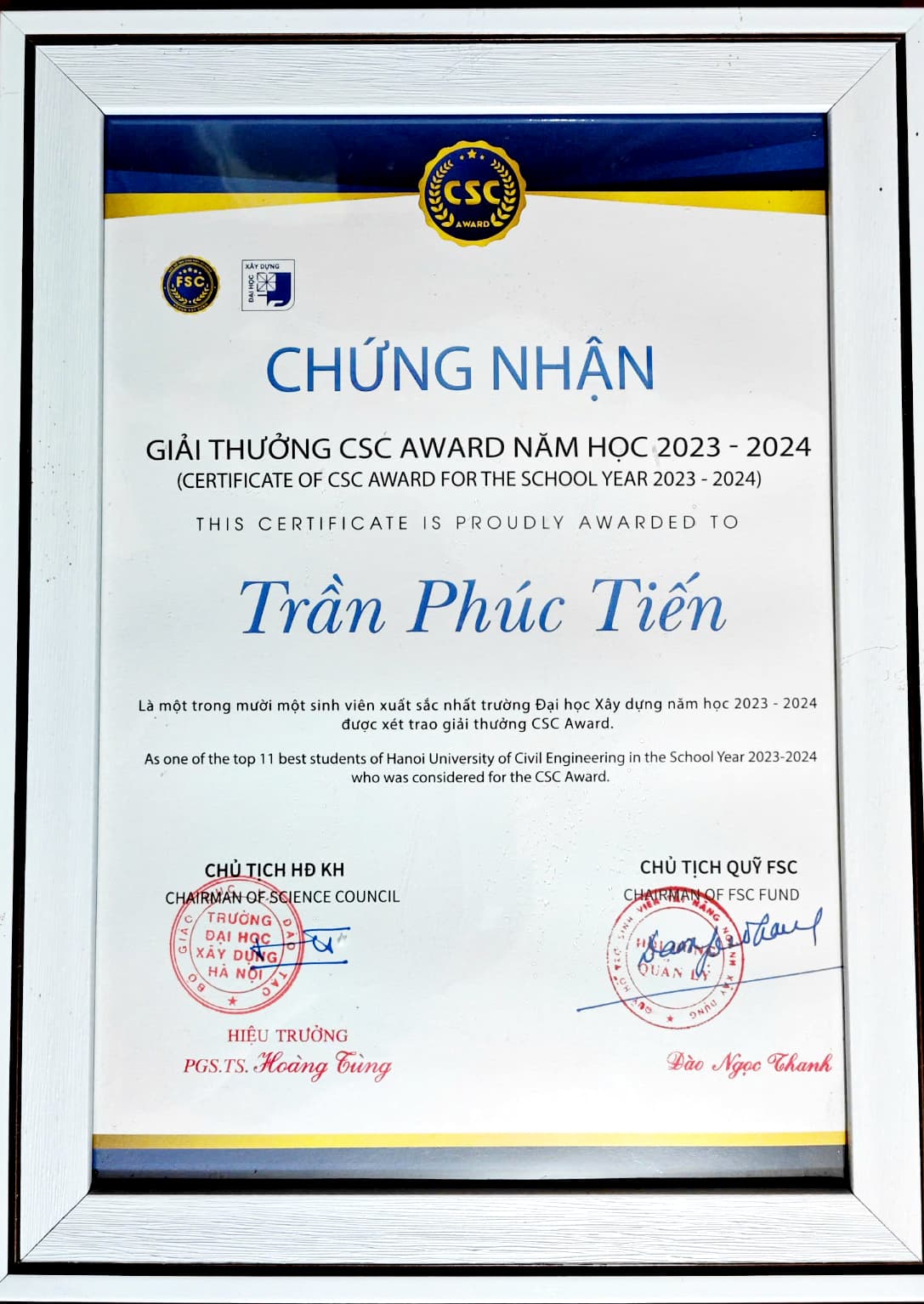CSC awarad certificate